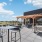 Poolside seating with tables and chairs
