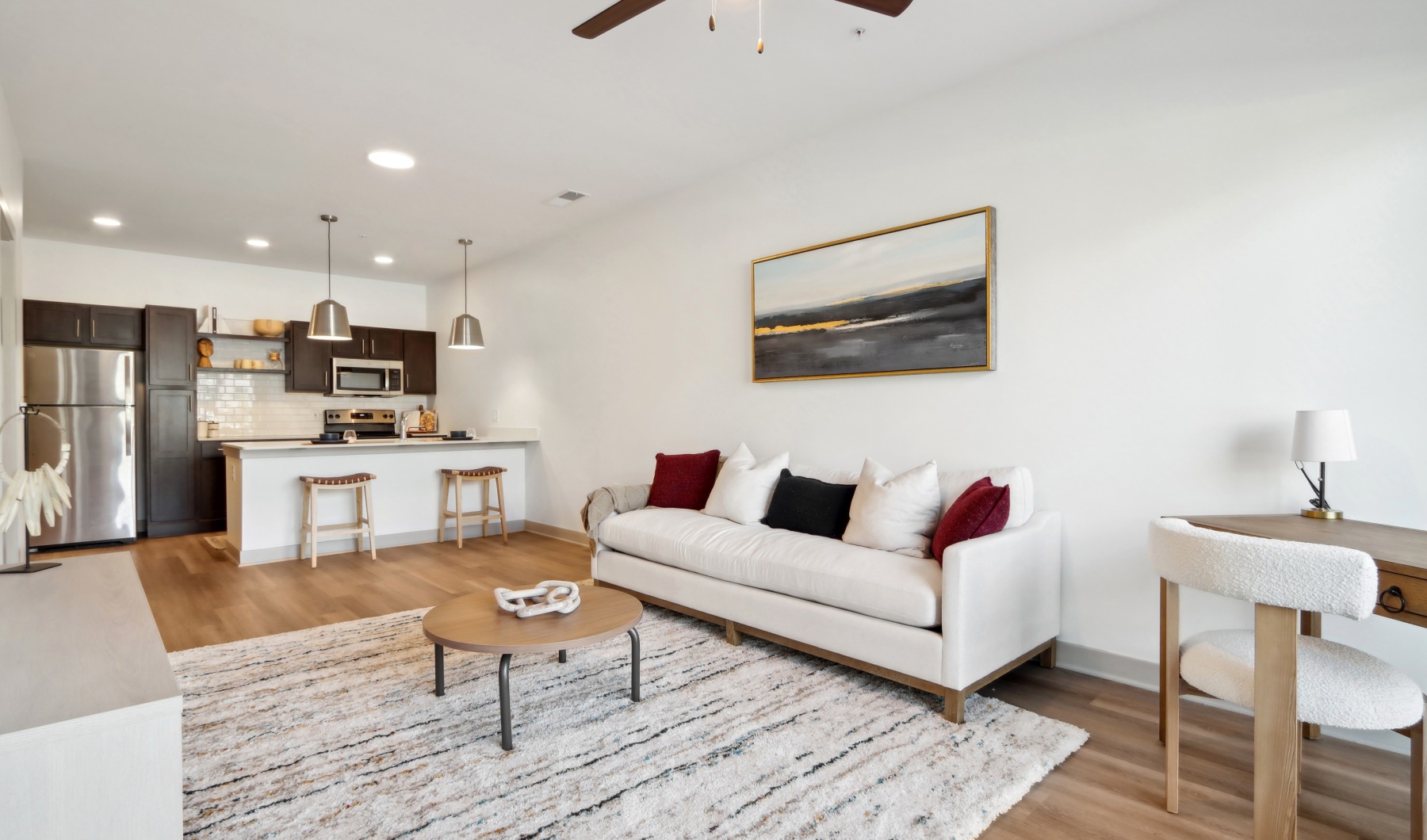 Live in luxury in Vernon Township Apartment living room and kitchen with furniture and decor