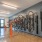 Bike storage room with vertical wall racks